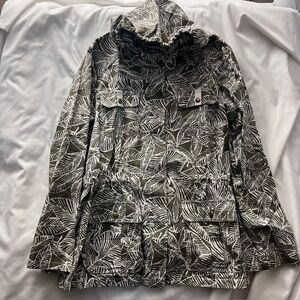 Spanner Botanical Leaf Print Utility Anorak Jacket Size 12